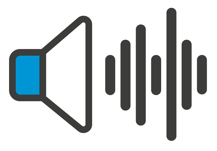 Speaker icon with sound waves indicating audio output.