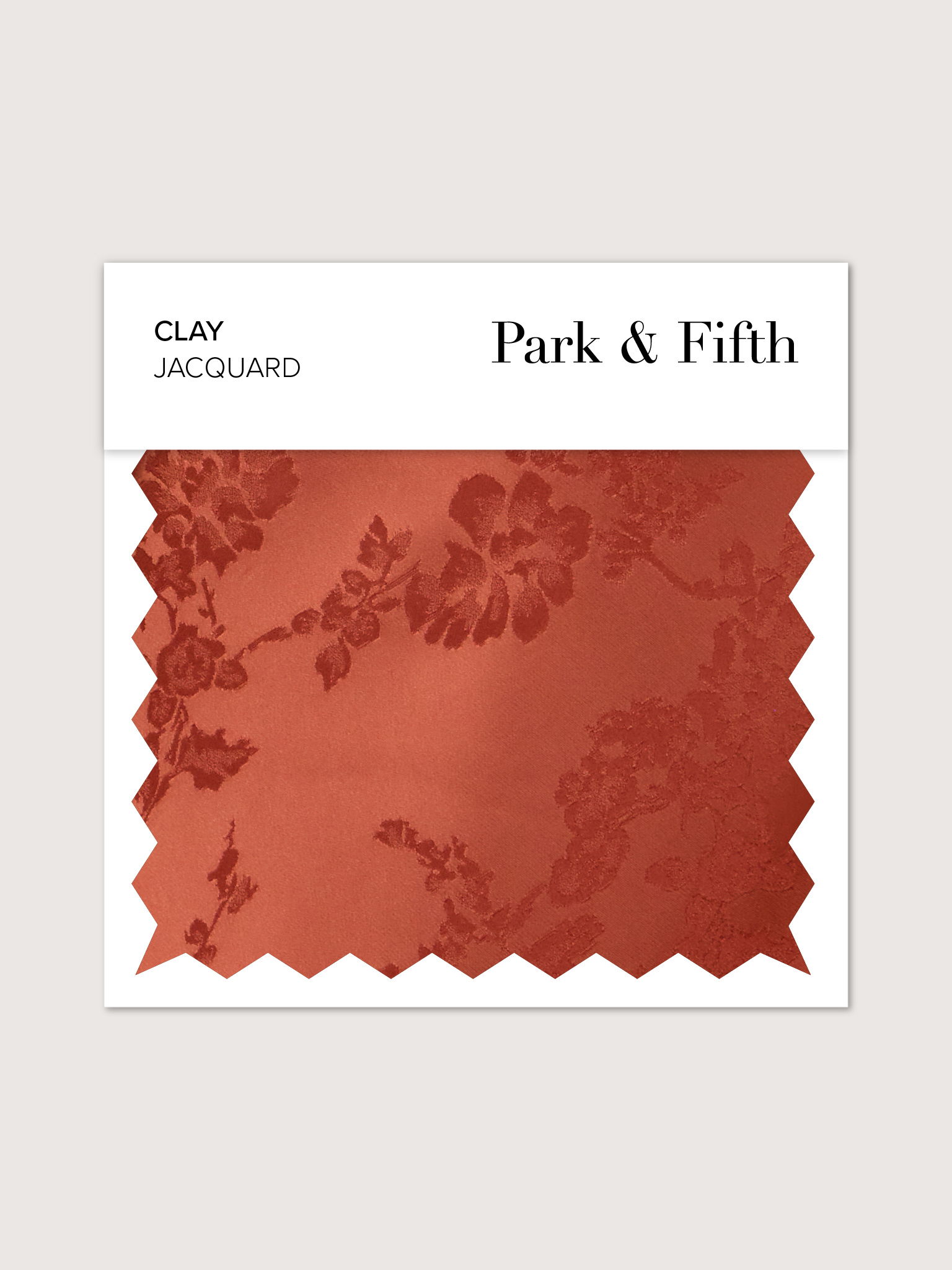 Swatch of clay jacquard fabric with floral pattern from Park & Fifth.