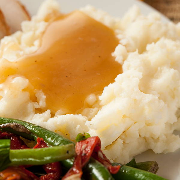 High Quality Organics Express gravy on mashed potatoes