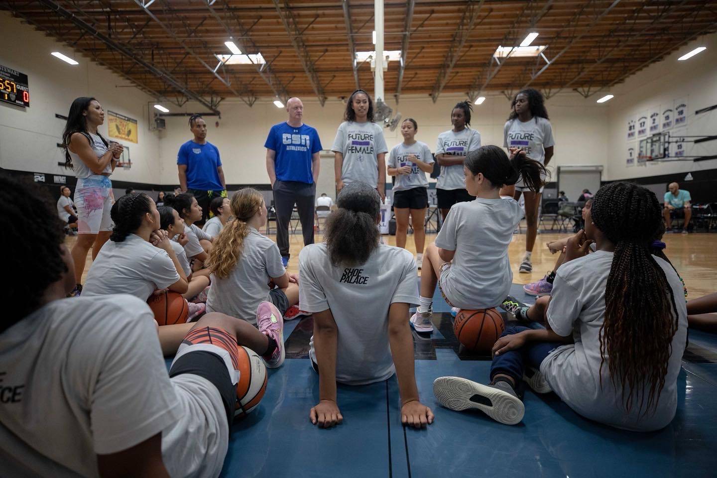 heroes basketball league girls talk together