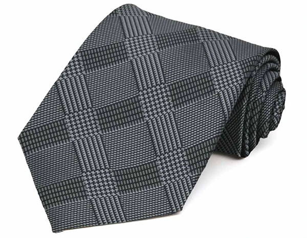 Black plaid pattern tie