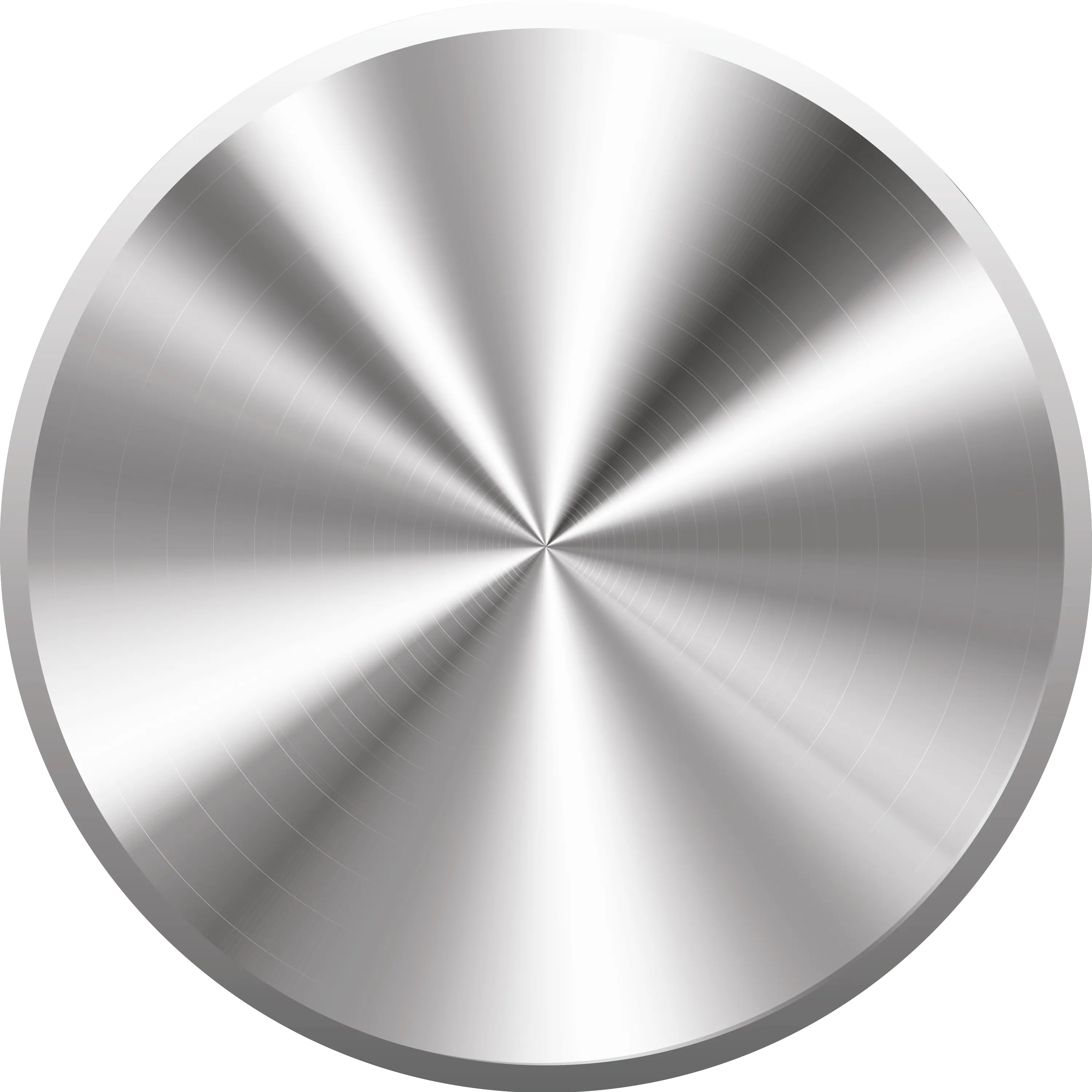 Brushed metal circle with a radial gradient effect.
