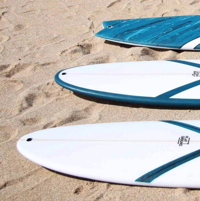 Image of different tailshapes of Hardboard Surfboards