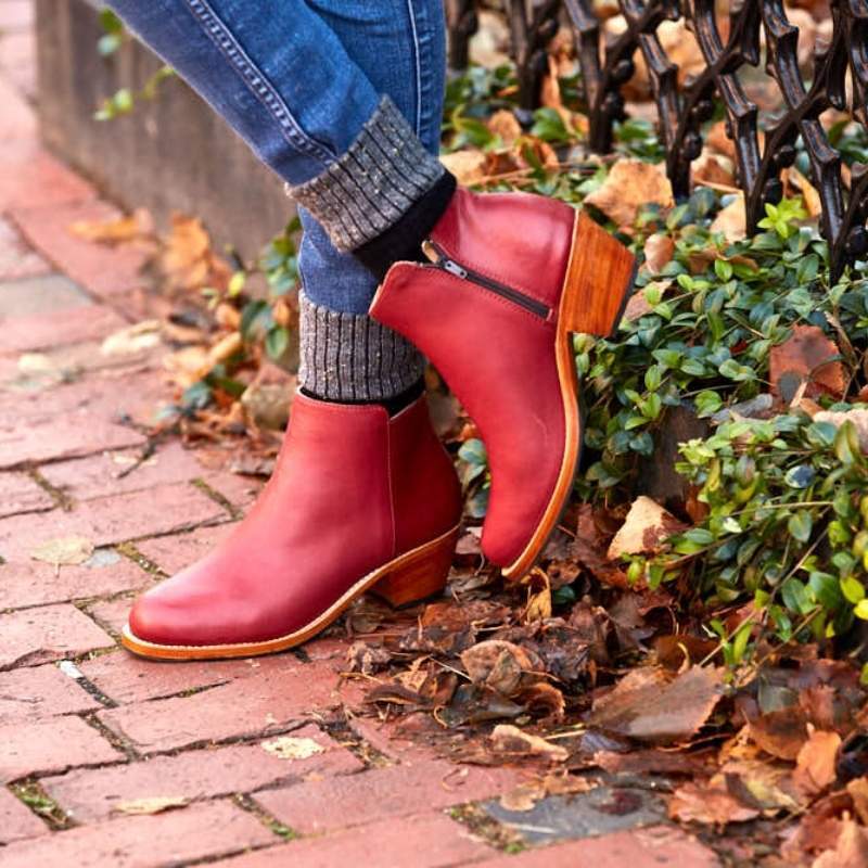 Women's size 13 extended size boot in red leather — The Granada by Adelante.