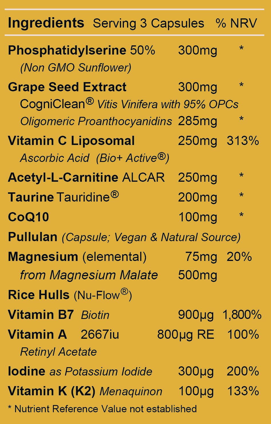 NeuroMem 2 Ingredients