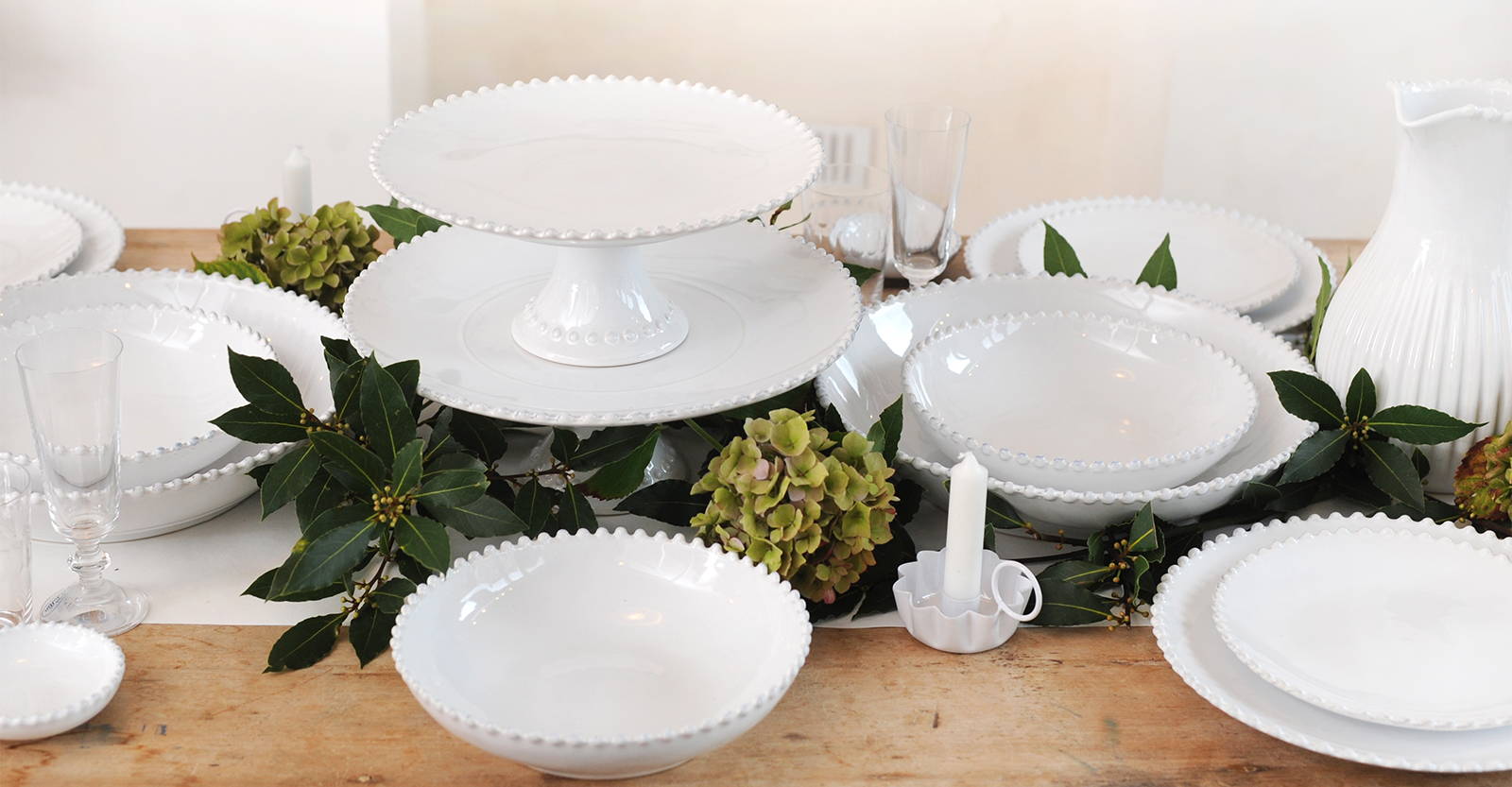 An elegant tablescape for Autumn using Pearl White China.