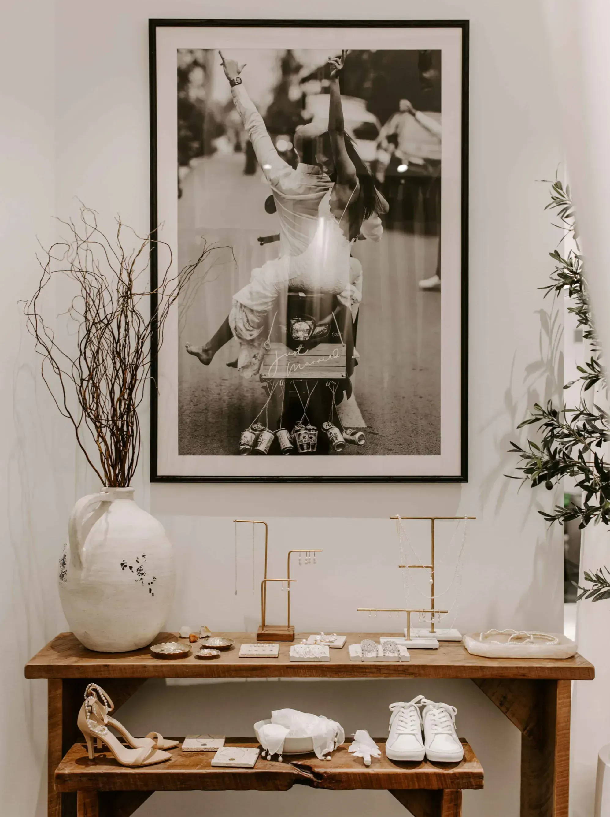 Jewelry table and framed image