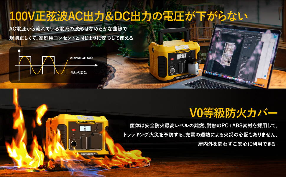 TogoPower ADVANCE 500 ポータブル電源 ポータブルバッテリー 500W