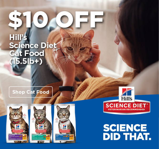 $10 off Hill's Science Diet Cat Food 15.5lb+