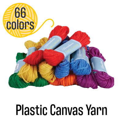 Plastic Canvas Yarn (shown in image). 66 colors available.