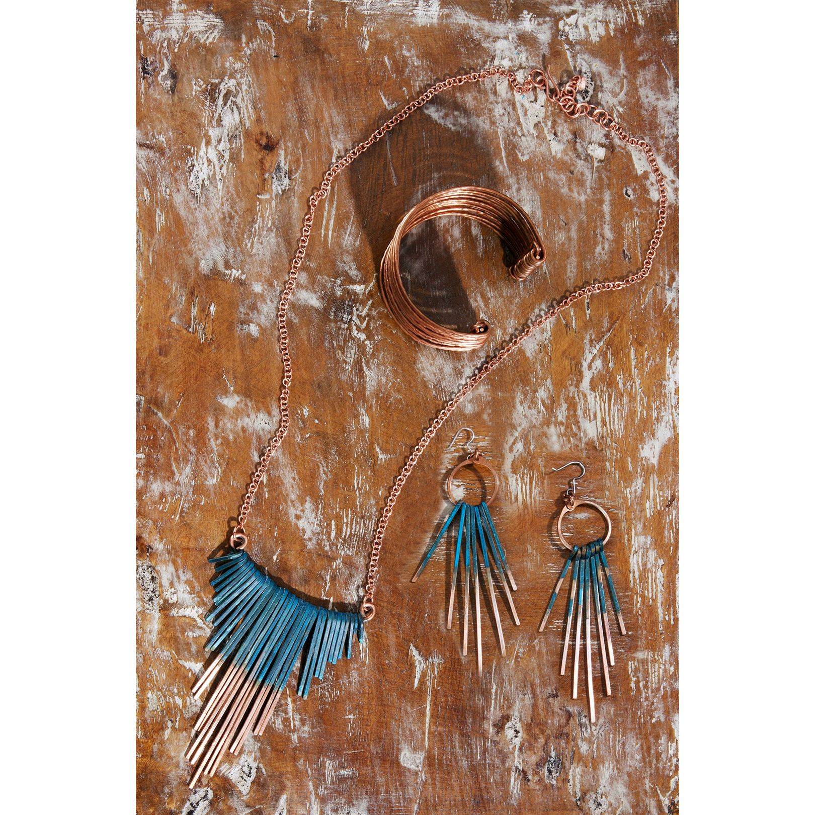 Copper and Viridian Fringe Jewelry Set  (African Jewelry)
