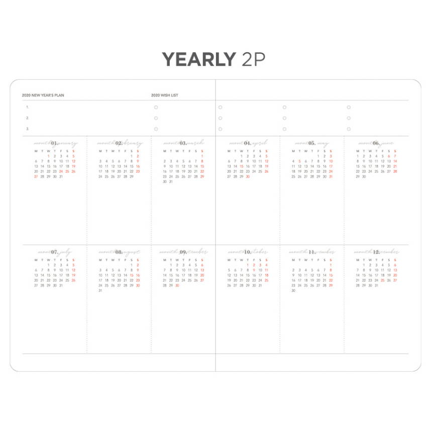 Yearly plan - After The Rain 2020 Dot your day weekly dated diary planner