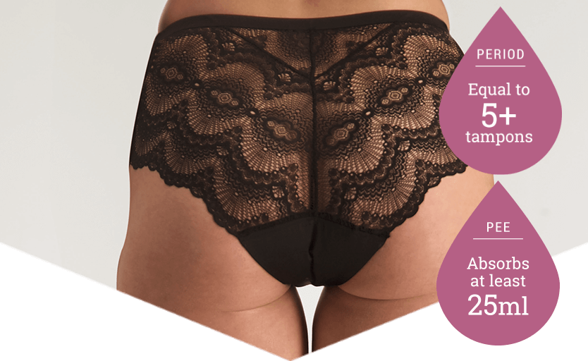 Full Brief Lace - Period Underwear - 5+ Tampons Worth - Just'nCase by Confitex