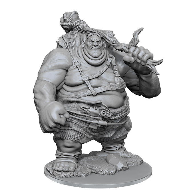 D&D Nolzur's Marvelous Miniatures - Hill Giant - Gray sculpted character holding a stick, wearing rugged clothing.