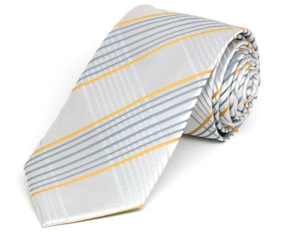 Gray plaid skinny tie