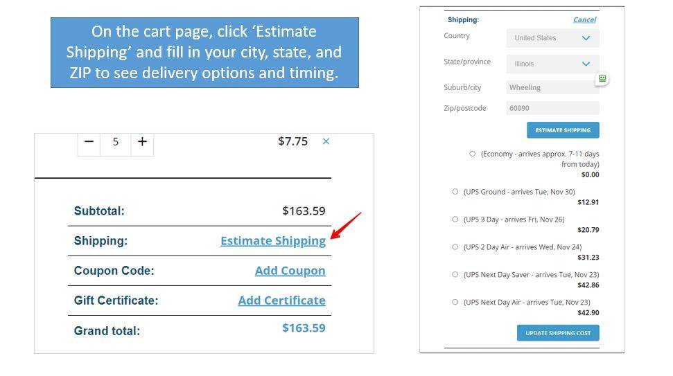 Estimate Shipping on Cart Page