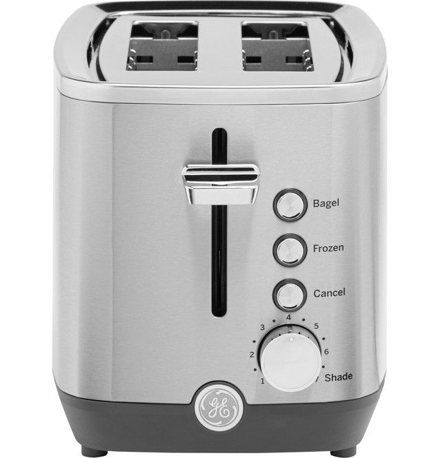 Silver toaster with four slots and adjustable settings.