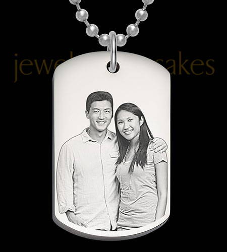 Photo Engraved Stainless Steel Thick Dog Tag Pendant