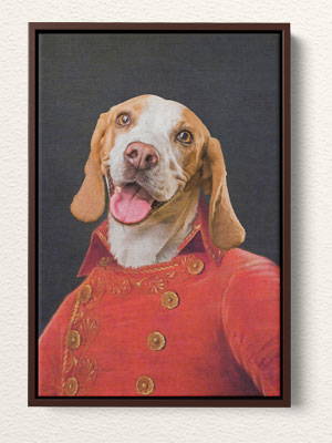 royal dog portrait on human body