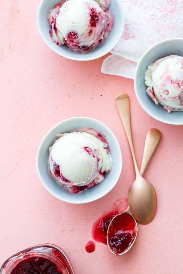 Homemade frozen yogurt with sour cherry spread recipe