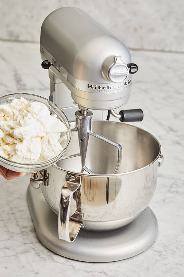 Ricotta going into stand-mixer