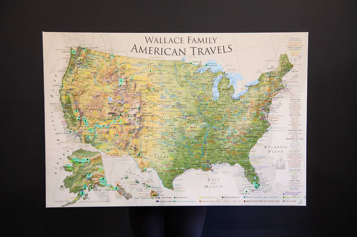 track your travels push pin canvas map