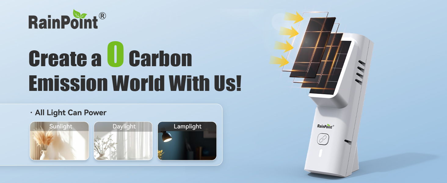 RainPoint solar device promoting low carbon emissions and renewable energy.