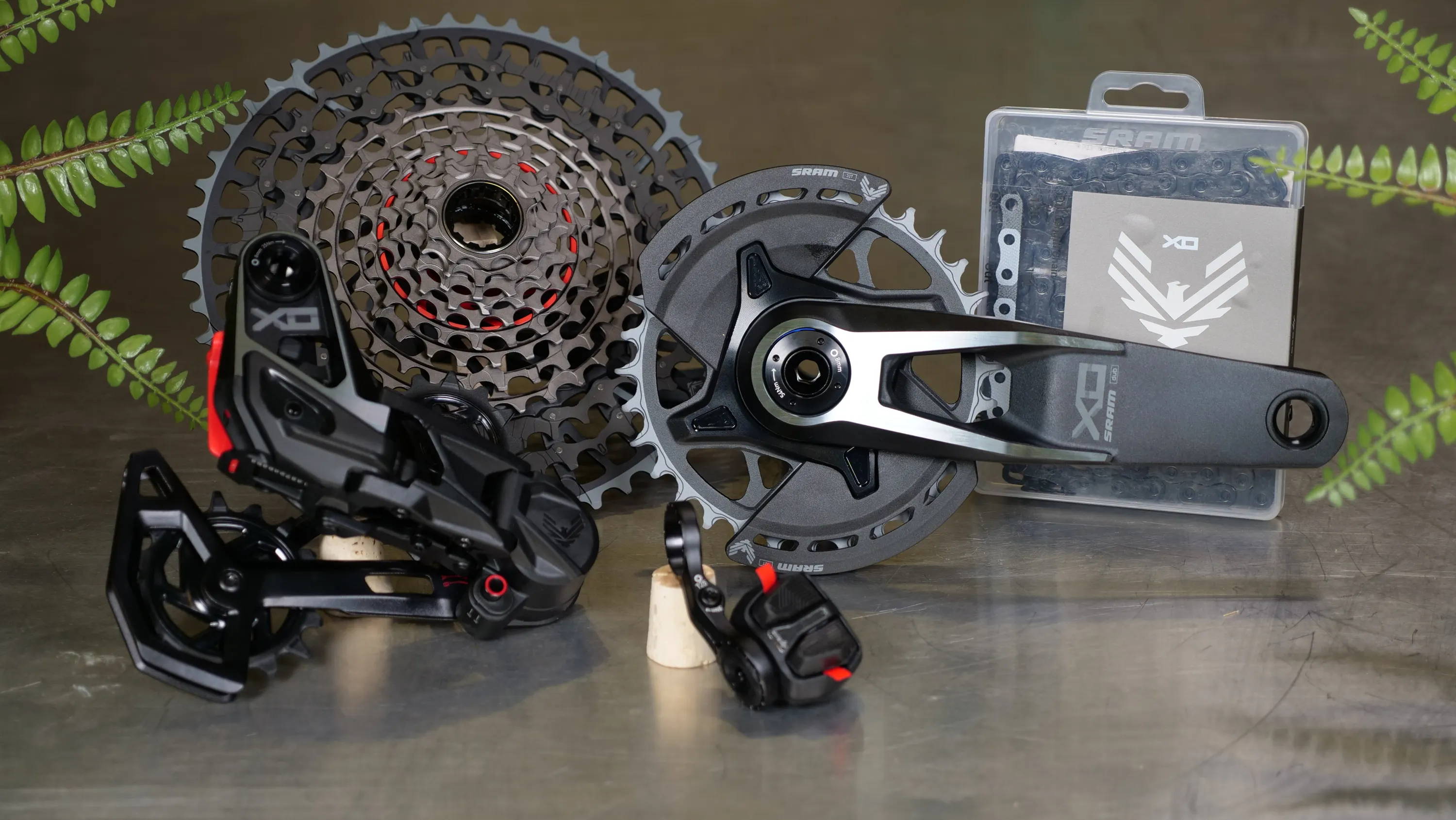 sram x0 t-type axs transmission groupset on a table
