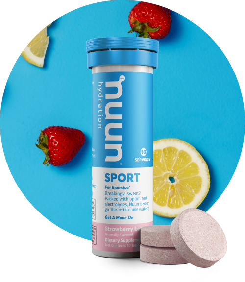 Nuun Sport tube and tablets with strawberries and lemons