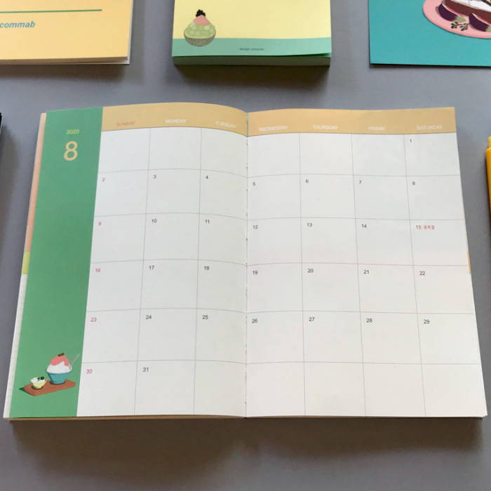 Opens flat - Design Comma-B 2020 Sweet dessert dated weekly diary planner