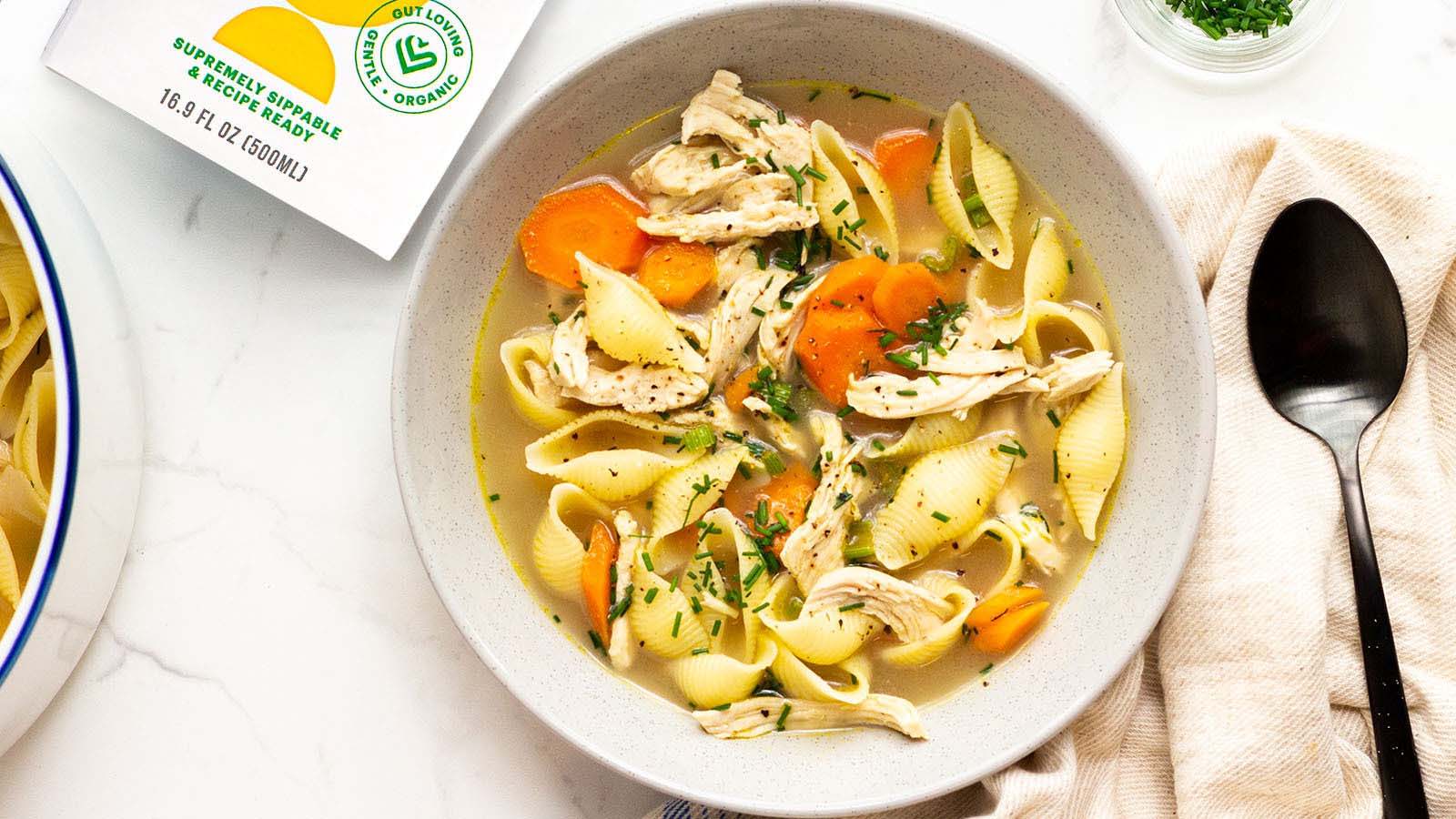 Gourmend recipe for low fodmap chicken noodle soup