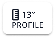 13-inch profile graphic with ruler icon.