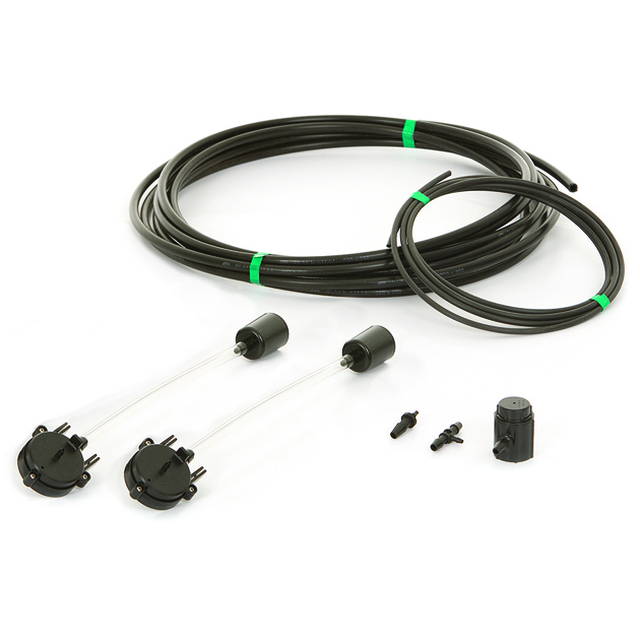 A 2 count box EarthBox Automatic Watering System which includes 1 regulator, 2 sensors, 1 black T-connector, 1 white T-connector, 2 reducers, 25 feet of 0.25
