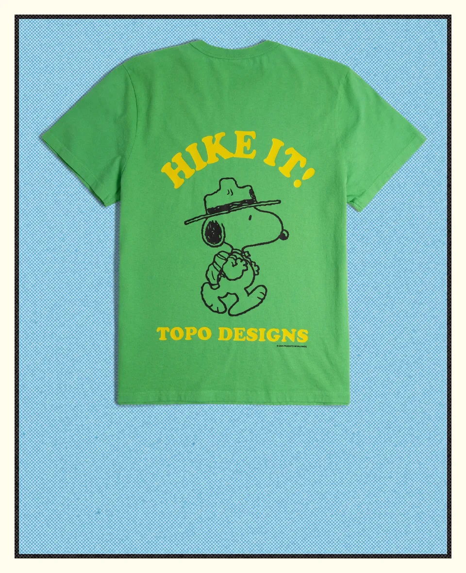 Green t-shirt featuring Snoopy with 