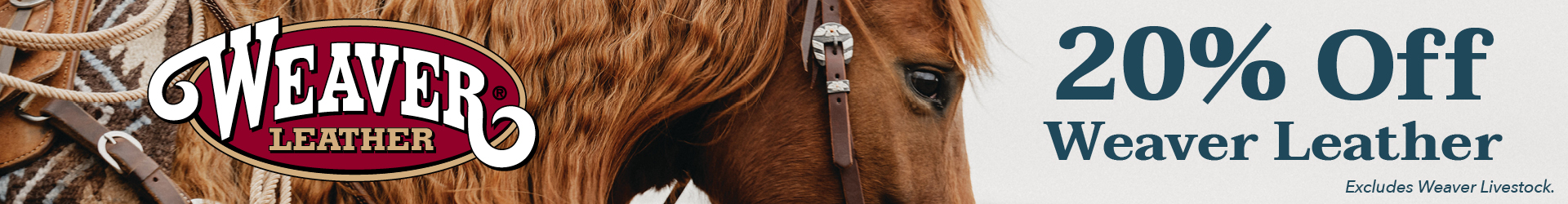 Weaver Leather advertisement featuring a 20% off promotion.