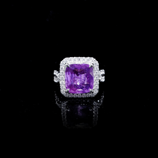 Unheated Purple Sapphire Split-Shank Ring - Custom-Made for a WILLS JEWELLERY Client