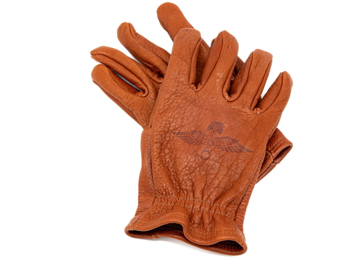 GoPowerSports Bison Leather Gloves with imprinted piston wing logo