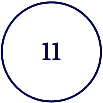 Circle with the number 11 inside it.