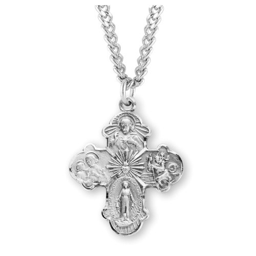 Classic Sterling Silver 4-Way Medal Necklace