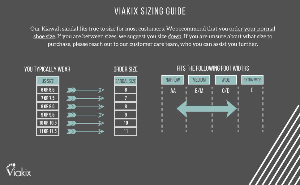Viakix Sizing Guide. Visit for https://www.viakix.com/pages/size-chart for more sizing details