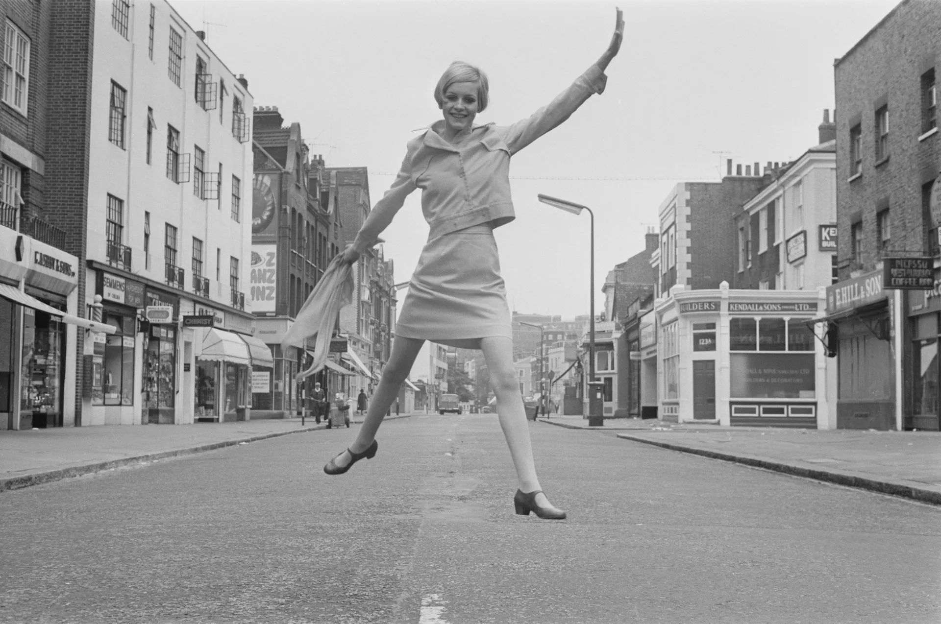 British supermodel 'Twiggy' wearing Mary Jane Shoes (late 1960's)