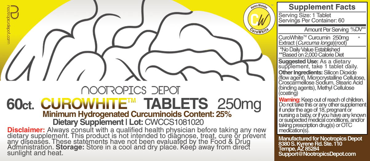 CuroWhite Curcumin Extract Tablets Label