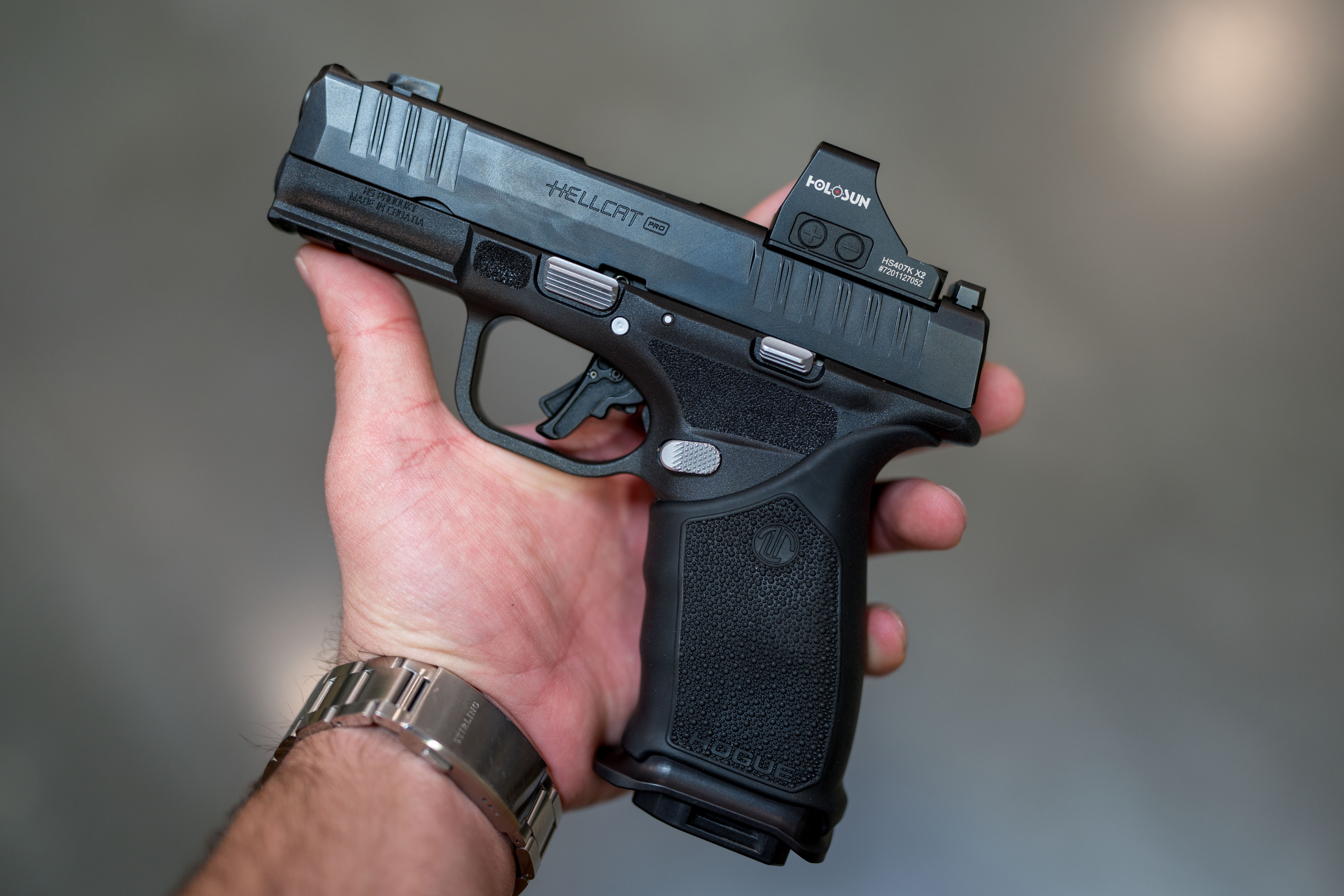 Hellcat Pro by LTT With Hogue Grip Sleeve, Oversized Controls, Hellcat SCD, Apex Trigger, and LTT Low RDO Cut
