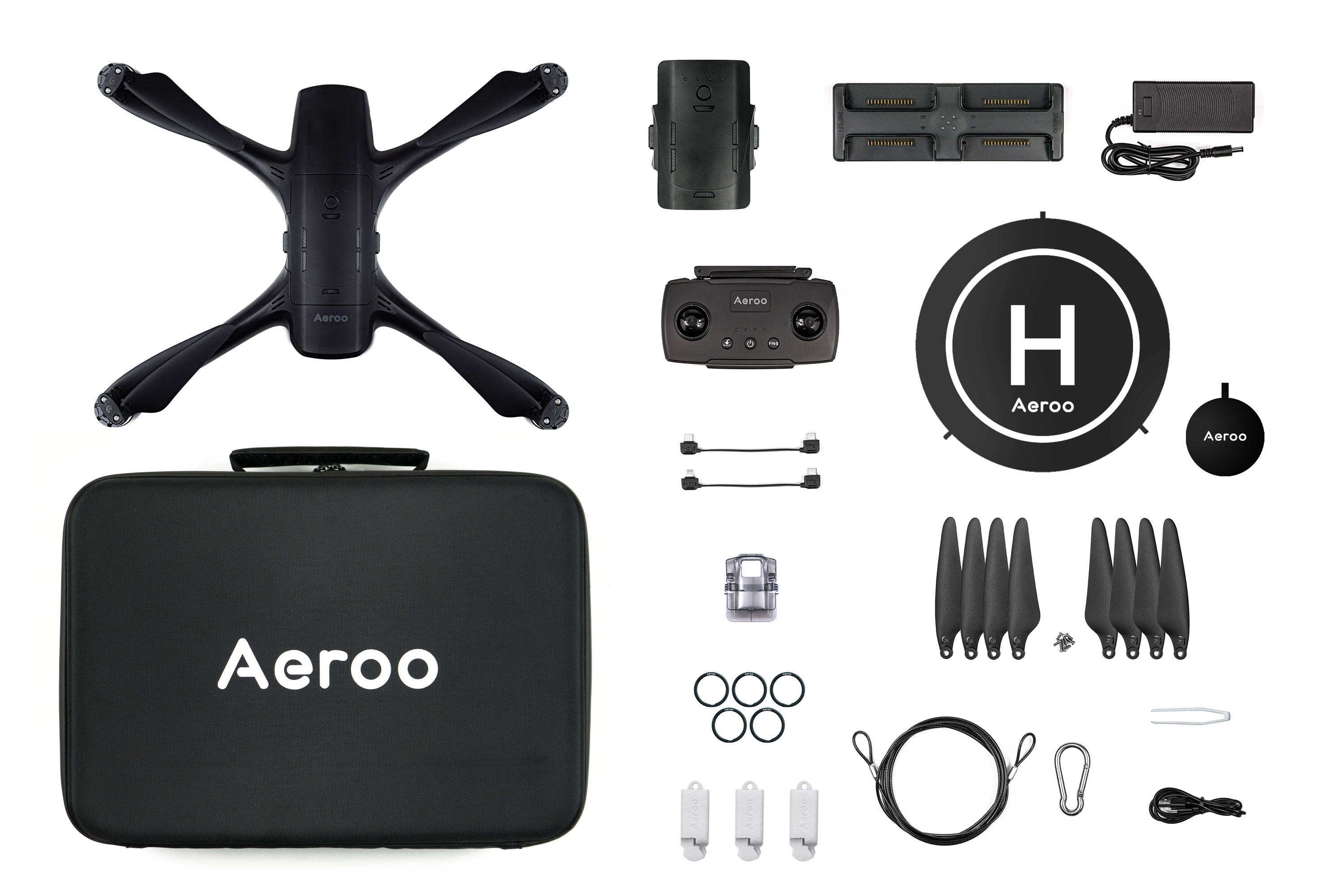 Aeroo Pro combo kit that includes a drone with essential accessories and more.