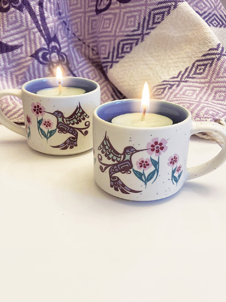 Hummingbird Ceramic Espresso Mugs by Francis Dick, Kwakwaka'wakw