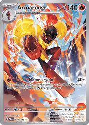 Armarouge Pokémon card featuring fiery artwork and attack details.