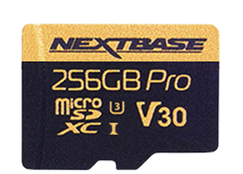 Nextbase 256GB Pro microSD card with UHS-I and V30 rating.