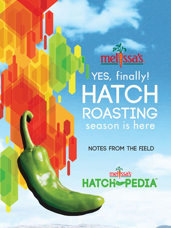 Promotional image for Hatch roasting season featuring a green chili pepper.