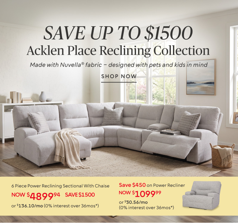 Save $1500 on the Acklen Place 6 Piece Power Reclining Sectional