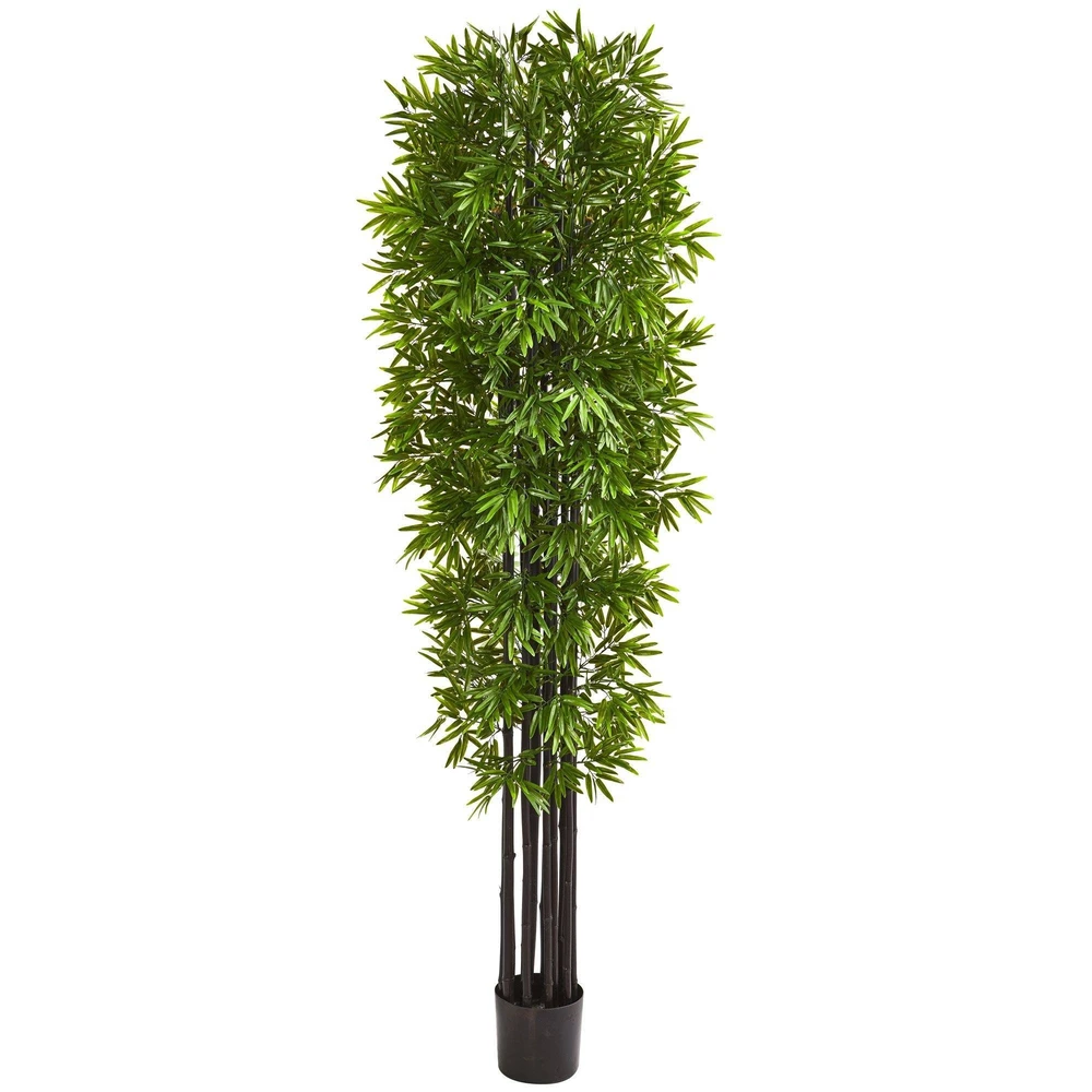 Nearly Natural 7' Bamboo Artificial Tree with Black Trunks UV Resistant (Indoor/Outdoor)